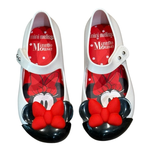 Mini Melissa white, black, red Minnie ears Maryjanes - Picture 2 of 9